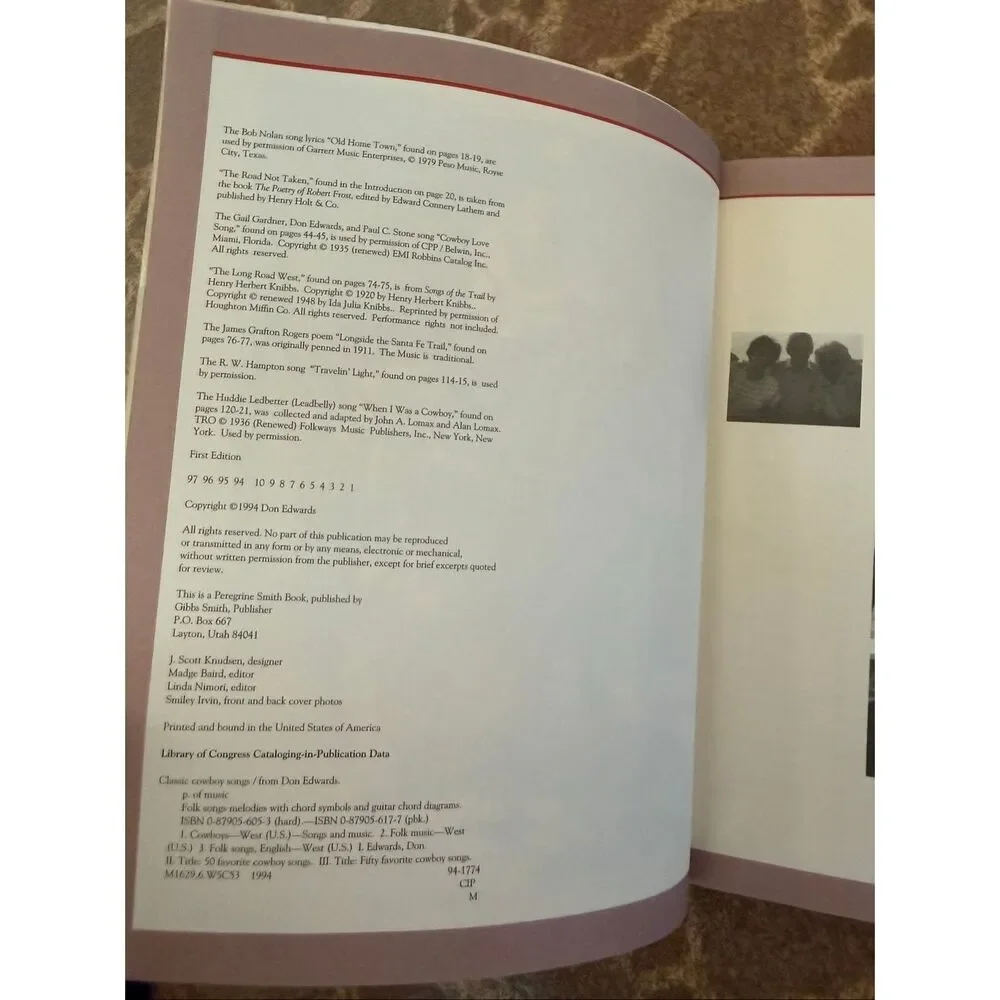 Vintage 1994 Classic Cowboy Songs Softcover Book from the Minstrel of the Range